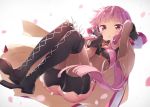  bike_shorts bodysuit boots gloves long_hair magia_record:_mahou_shoujo_madoka_magica_gaiden mahou_shoujo_madoka_magica peko petals pink_eyes pink_hair shorts skirt tamaki_iroha thighhighs 