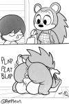  2020 amazon_position animal_crossing anthro anthro_penetrated anus balls big_butt breasts butt comic duo english_text eulipotyphlan female female_penetrated greyscale hedgehog hi_res human human_on_anthro human_penetrating human_penetrating_anthro instant_loss_2koma interspecies male male/female male_on_anthro male_penetrating male_penetrating_female mammal monochrome nintendo penetration penis perpleon pussy sable_able sex signature simple_background text vaginal vaginal_penetration video_games villager_(animal_crossing) 