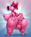  accessory anthro anus big_breasts big_butt birdo bodily_fluids breasts butt butt_focus butt_grab female hair_accessory hair_bow hair_ribbon hand_on_butt looking_at_viewer looking_back mario_bros nintendo nude presenting presenting_hindquarters puffy_anus pussy reptile ribbons scalie short_stack solo spread_butt spreading sweat thick_thighs video_games wide_hips yumelle 