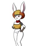  clothed clothing dragon_ball female hand_on_hip kierus lagomorph leporid mammal panties partially_clothed rabbit simple_background sorrel_(dragon_ball) underwear white_background 