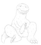  2020 anime blush bodily_fluids dinosaur erection genital_fluids hearto invalid_tag male precum reptile scalie sketch you_are_umasou 