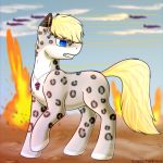  1:1 absurd_res aircraft airplane desert equid equine explosion feral fire gem hi_res horse male mammal my_little_pony pony sergefoxpaws sky solo war 