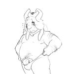  anthro asgore_dreemurr blush boss_monster bovid caprine embarrassed horn kanaking long_ears lorg_horns male mammal monochrome penis pubes sketch solo undertale vein veiny_penis video_games 