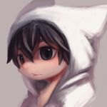  ambiguous_gender anthro black_hair clothing cub grey_background hair hairless hi_res hood hoodie mammal rady-wolf short_hair simple_background solo topwear unknown_species young 