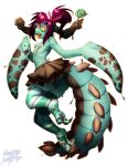  2017 big_tail bottomwear brown_bottomwear brown_clothing brown_skirt butt butt_pose candy clothed clothing cteno disney eyewear female flat_chested food fusion glasses green_body green_skin hair hi_res humanoid legwear lollipop monster monster_girl_(genre) multi_arm multi_limb multicolored_body navel open_mouth orange_tongue pattern_clothing pattern_legwear pose red_eyes scribbled-death simple_background skirt slime socks solo striped_clothing striped_legwear stripes thick_tail tongue tongue_out topless torn_clothing torn_legwear vanellope_von_schweetz white_background wreck-it_ralph yellow_pupils yellow_sclera 
