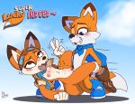 2019 abdominal_bulge ahegao anthro blush bodily_fluids breasts brother brother_and_sister canid canine cape clothing cub eyewear female fox fur gesture hi_res incest looking_pleasured lucky_the_fox lyra_(super_lucky&#039;s_tale) male male/female mammal meatboom nipples orange_body orange_fur penetration penis pussy sex sibling simple_background sister super_lucky&#039;s_tale tongue tongue_out v_sign vaginal vaginal_penetration white_body white_fur young 