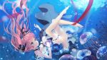  animal aqua_eyes barefoot bubbles choker dress fish garter long_hair original pink_hair ribbons tagme_(artist) twintails underwater water wristwear 