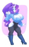  anthro bedroom_eyes big_breasts bigdad breasts cleavage cleavage_cutout clothed clothing equid female friendship_is_magic fur hair high_heeled_boots horn mammal my_little_pony narrowed_eyes purple_hair rarity_(mlp) seductive solo unicorn white_body white_fur 
