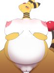  ampharos anthro anthrofied areola blush breasts female holding_breast looking_at_viewer nintendo nipples overweight overweight_female pink_areola pink_nipples plump_labia pok&eacute;mon pok&eacute;mon_(species) pok&eacute;morph pururing pussy simple_background smile solo video_games white_background white_body yellow_body 