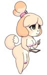  alpha_channel animal_crossing anthro breasts butt canid canine canis clipboard domestic_dog foreskin fur furfireburst green_eyes hair intersex isabelle_(animal_crossing) mammal nintendo nipples nude pencil_(disambiguation) penis shih_tzu simple_background smile solo standing thick_thighs toy_dog transparent_background uncut vein video_games wide_hips yellow_body yellow_fur 