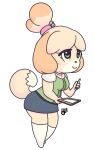  alpha_channel animal_crossing anthro breasts butt canid canine canis clipboard clothed clothing domestic_dog female fur furfireburst green_eyes hair isabelle_(animal_crossing) mammal nintendo pencil_(disambiguation) shih_tzu simple_background smile solo standing thick_thighs toy_dog transparent_background video_games wide_hips yellow_body yellow_fur 
