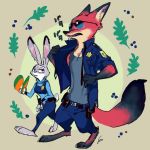  1:1 2018 anthro belt canid canine clothed clothing disney duo fox fully_clothed fur grey_body grey_fur judy_hopps lagomorph leporid mammal nick_wilde police_uniform rabbit red_body red_fox red_fur shirt tank_top topwear uniform yasiplay zootopia 