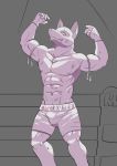  abs absurd_res biceps bodily_fluids bruised bulge canid canine canis clothed clothing drooling flexing hi_res male mammal muscular muscular_male pecs saliva sharparadise topless wolf 