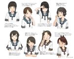  6+girls ayanami_(kantai_collection) black_eyes black_hair blush braid brown_eyes brown_hair fubuki_(kantai_collection) hair_over_shoulder hatsuyuki_(kantai_collection) isonami_(kantai_collection) kantai_collection kawashina_(momen_silicon) miyuki_(kantai_collection) multiple_girls ponytail school_uniform serafuku shikinami_(kantai_collection) shirayuki_(kantai_collection) sidelocks translation_request uranami_(kantai_collection) 