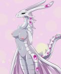  2020 anthro bakugan breasts digital_media_(artwork) dragon female hi_res looking_at_viewer nipples nude pussy sellon simple_background smile solo wavern wings 