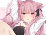  amashiro_natsuki blush close cropped long_hair original pink_hair red_eyes 