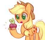  2019 :o applejack_(mlp) applin celebi-yoshi clothing crossover earth_pony equid equine female feral friendship_is_magic hat headgear headwear hi_res holding_character horse mammal my_little_pony nintendo open_mouth orange_body pok&eacute;mon pok&eacute;mon_(species) pony simple_background symbol-shaped_pupils video_games white_background 