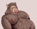  2019 alternate_version_at_source anthro belly brown_body brown_fur buddy_thunderstruck_(series) eyebrows fur hi_res looking_at_viewer male mammal moobs navel nipples overweight overweight_male redo_(artist) solo suid suina sus_(pig) tex_arkana_jr._(buddy_thunderstruck) tongue tongue_out tusks unibrow wild_boar 