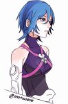  1girl aqua_(kingdom_hearts) bare_shoulders blue_eyes blue_hair breasts check_commentary closed_mouth commentary_request detached_sleeves kingdom_hearts kingdom_hearts_birth_by_sleep motu0505 short_hair simple_background solo white_background 