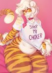  anthro breasts buxbi buxbi_(character) clothing felid feline female front_view hair looking_at_viewer mammal meme pantherine shirt slightly_chubby smile solo thick_thighs tiger topwear until_it_snaps 