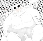  2009 anthro bathing belly blush eyewear glasses humanoid_hands maguro male mammal moobs nipples overweight overweight_male sitting solo suid suina sus_(pig) water wild_boar 