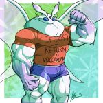  anthro biceps boxers_(clothing) clothed clothing flexing frosmoth male muscular muscular_male nintendo pecs pok&eacute;mon pok&eacute;mon_(species) shirt solo standing topwear underwear video_games yongdasom 