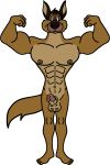  absurd_res all_dogs_go_to_heaven anthro anthrofied brown_nipples canid canine canis charlie_barkin domestic_dog don_bluth hi_res jakkrapholthailand1993 male mammal muscular muscular_male nipples nude solo 