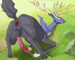  animal_genitalia animal_penis antlers anus aoino_broome blue_body blue_fur blush bodily_fluids cum cum_on_ground cum_on_penis cumshot ejaculation equine_penis eyes_closed fur gaping gaping_anus genital_fluids grass grey_body grey_fur hands-free hi_res horn legendary_pok&eacute;mon looking_pleasured male nintendo open_mouth orgasm penis pok&eacute;mon pok&eacute;mon_(species) solo spontaneous_orgasm video_games xerneas 