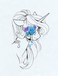  absurd_res blood bodily_fluids crying equid fan_character female flower gore grotesque headache hi_res horn line_art longinius mammal monochrome my_little_pony plant rose_(flower) silk_lace_(oc) solo tears traditional_media_(artwork) unicorn 