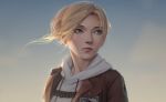  annie_leonhardt blonde_hair blue_eyes close hoodie miura-n315 realistic shingeki_no_kyojin short_hair uniform 