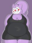  breasts clown eyeshadow female gengar hair hi_res lucky_(mcnasty) makeup mcnasty nintendo overweight pok&eacute;mon pok&eacute;mon_(species) ponytail purple_body purple_skin solo thick_thighs video_games wide_hips 