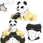  1:1 2020 5_fingers abs anthro beastars black_and_white_fur black_body black_fur black_nose canid canine canis cigarette clothed clothing facial_scar fingers fur giant_panda gouhin grey_body grey_fur hi_res holding_cigarette japanese_text legoshi_(beastars) male mammal multicolored_body multicolored_fur multiple_images muscular muscular_male open_shirt pecs scar shirt simple_background sushi_sashimiz text topwear translation_request two_tone_body two_tone_fur ursid white_background white_body white_fur wolf 