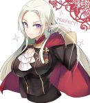  1girl absurdres alternate_breast_size breasts capelet cleavage_cutout edelgard_von_hresvelg english_text fire_emblem fire_emblem:_three_houses garreg_mach_monastery_uniform gloves highres large_breasts looking_at_viewer purple_eyes red_capelet tagme tea_texiamato upper_body white_gloves white_hair 