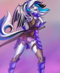  anthro bat_pony butt chiropteran clothing equid equine female hair hi_res mammal melee_weapon my_little_pony prisma6 solo sword weapon wings 