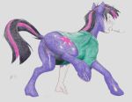  2020 anus bodily_fluids butt charlescaw clothed clothing equid female friendship_is_magic genitals hair hi_res horn human mammal my_little_pony pussy solo tf-sential transformation twilight_sparkle_(mlp) unicorn 