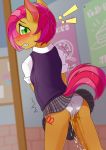  ! absurd_res anthro babs_seed_(mlp) blush bodily_fluids bottomwear butt clothed clothing digital_media_(artwork) equid equine eyelashes fearingfun female friendship_is_magic genital_fluids green_eyes hi_res mammal my_little_pony panties skirt solo underwear urine wetting 