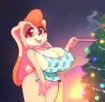  apron apron_only big_breasts breasts christmas christmas_tree clothing cookie female food hi_res holidays lagomorph leporid looking_at_viewer mammal mature_female mostly_nude nitro open_mouth plate rabbit smile solo sonic_the_hedgehog_(series) steam thick_thighs tree vanilla_the_rabbit wide_hips 