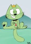  anus balls cosmo_(fop) crown domestic_cat felid feline felis feral fur genitals green_body green_fur hi_res kippykat looking_at_viewer male mammal nickelodeon outside penis quadruped sketch solo the_fairly_oddparents toony 