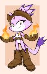  absurd_res blaze_the_cat boots clothing cowboy_boots domestic_cat featureless_chest featureless_crotch felid feline felis female footwear fur gloves handwear hat headgear headwear hearttheglaceon hi_res mammal mostly_nude purple_body purple_fur shoes solo sonic_the_hedgehog_(series) 