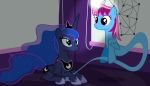  2017 7:4 absurd_res armor blue_body bottle breastplate crown curtains detailed_background duo equid ethereal_hair eye_contact fan_character female feral floating friendship_is_magic genie glowing glowing_horn hair happy hi_res horn horn_ring inside long_hair looking_at_another lying mammal my_little_pony on_front parcly_taxel parclytaxel pink_hair princess_luna_(mlp) pseudo_hair purple_body purple_eyes smile superabsurd_res winged_unicorn wings 