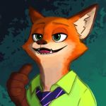  1:1 2018 anthro canid canine cheek_tuft clothed clothing disney facial_tuft fox fur green_eyes hi_res light lighting looking_at_viewer m_it mammal necktie nick_wilde open_mouth open_smile orange_body orange_fur red_fox shirt smile solo topwear tuft zootopia 