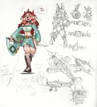  2018 aircraft anthro bf_109 bf_109_(hideki_kaneda) bow_tie breasts canid canine canis clothed clothing domestic_dog duo english_text eyewear female fluffy fluffy_tail fur glasses gun hair handgun hat headgear headwear hi_res hideki_kaneda holding_object holding_weapon lancaster long_hair mammal melee_weapon messerschmitt midriff navel open_mouth pink_body pink_fur ranged_weapon red_hair simple_background sketch spitfire_(hideki_kaneda) standing sword text trigger_discipline weapon wellington white_background 