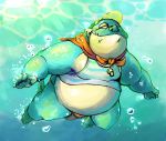  belly clothing crocodile crocodilian crocodylid hi_res makara male nanadragon4 overweight reptile scalie swimming swimwear tokyo_afterschool_summoners underwater video_games water 