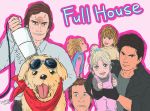 2008 angry bird_dog black_eyes black_hair blonde_hair blue_eyes blush brown_hair canid canine canis child comet_(full_house) d.j._tanner danny_tanner domestic_dog female full_house fur gesture golden_retriever hair human human_focus hunting_dog isomine japanese_text jesse_katsopolis joey_gladstone male mammal michelle_tanner not_furry_focus ponytail retriever sibling sister sisters stephanie_tanner text thumbs_up tongue tongue_out vacuum_cleaner yellow_body yellow_fur young 