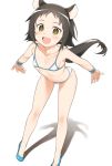  1girl animal_ears bikini bikini_top brown_hair fake_animal_ears hatakenaka_(kamagabuchi) highres low_ponytail mikakunin_de_shinkoukei mitsumine_mashiro open_mouth rat_ears short_hair_with_long_locks smile solo swimsuit yellow_eyes 