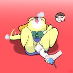  1:1 ambiguous_gender animal_crossing anthro blush bodily_fluids canid canine canis clothed clothing domestic_dog duo falldmg female female/ambiguous genitals hi_res human isabelle_(animal_crossing) mammal nintendo open_mouth pussy saliva sex_toy shaking simple_background spread_legs spreading tongue tongue_out vibrator video_games 