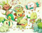  2019 ambiguous_gender blush bulbasaur chespin chikorita flower grookey group happy kemokemono nintendo open_mouth open_smile plant pok&eacute;mon pok&eacute;mon_(species) rowlet smile snivy treecko turtwig video_games 