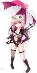  1girl absurdres boots brz girls_frontline highres long_hair pink_eyes pink_hair race_queen thigh_boots thighhighs ukm-2000 