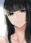  1girl black_hair blue_eyes close-up collarbone eyebrows_visible_through_hair highres hime_cut looking_at_viewer nikek96 original parted_lips portrait simple_background solo white_background 