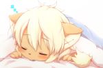  anthro bedding blanket blonde_hair cub eyes_closed felid hair hi_res kasasagi kemono lion lying mammal on_front pantherine sleeping sound_effects young zzz 